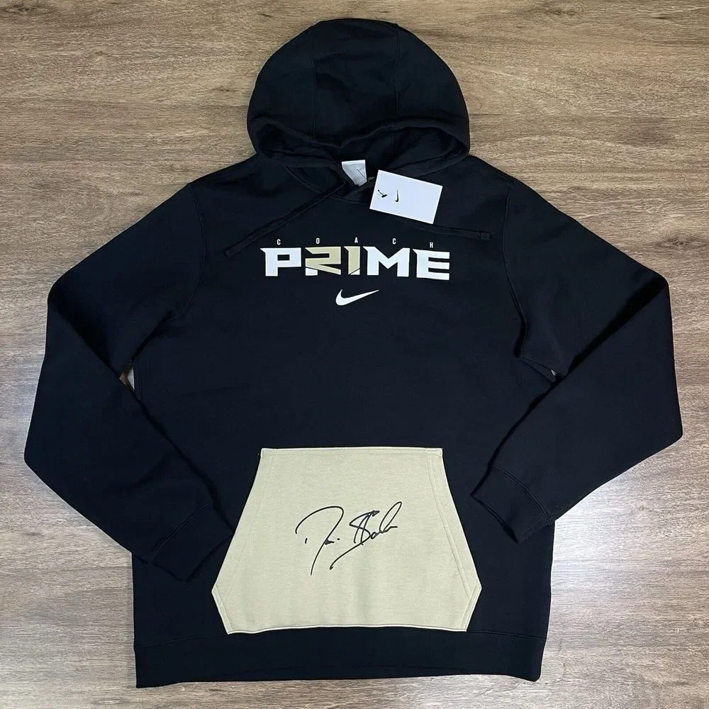NWT‎ Nike Men's Large Coach Prime Deion Sanders 2.0 Black Pullover Hoodie